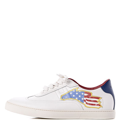 Hermes Calfskin Printed Mens Quicker Sneakers 43.5 White 1 of 9