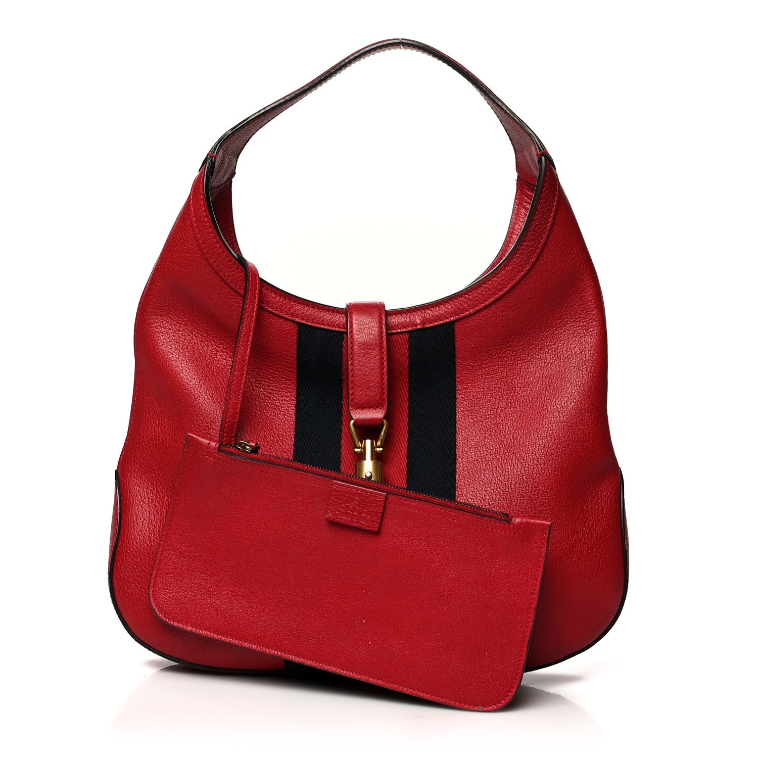 Gucci Soft Grained Calfskin Web Medium Jackie Hobo Red 16 of 16