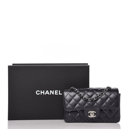 Chanel Iridescent Calfskin Quilted Mini Rectangular Flap Charcoal 12 of 12