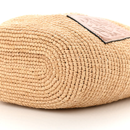 Loewe Calfskin Raffia Anagram Paulas Ibiza Pochette Bag Natural Tan 9 of 9