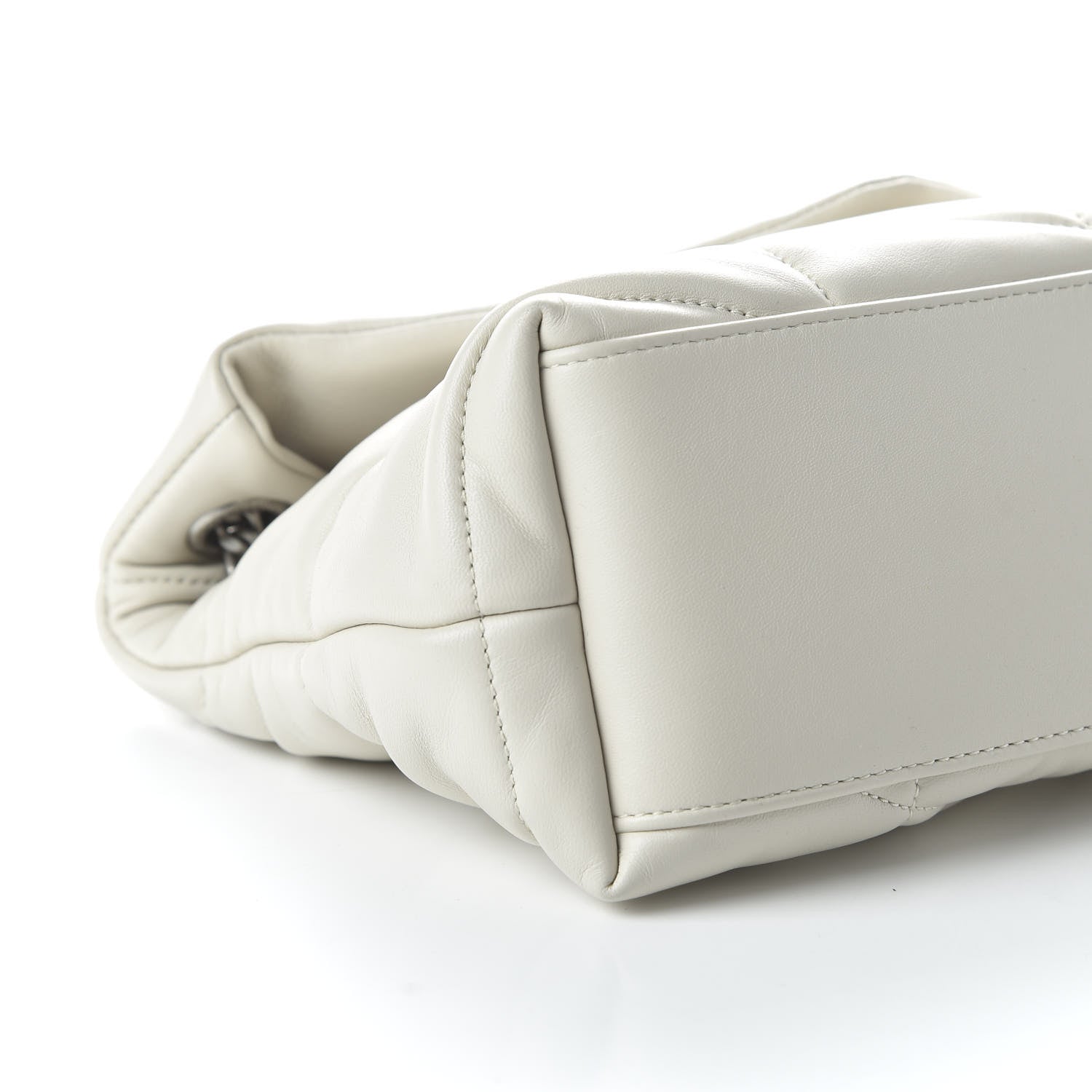 Saint Laurent Lambskin Quilted Small Loulou Puffer Monogram Chain Satchel Blanc Vintage 6 of 9