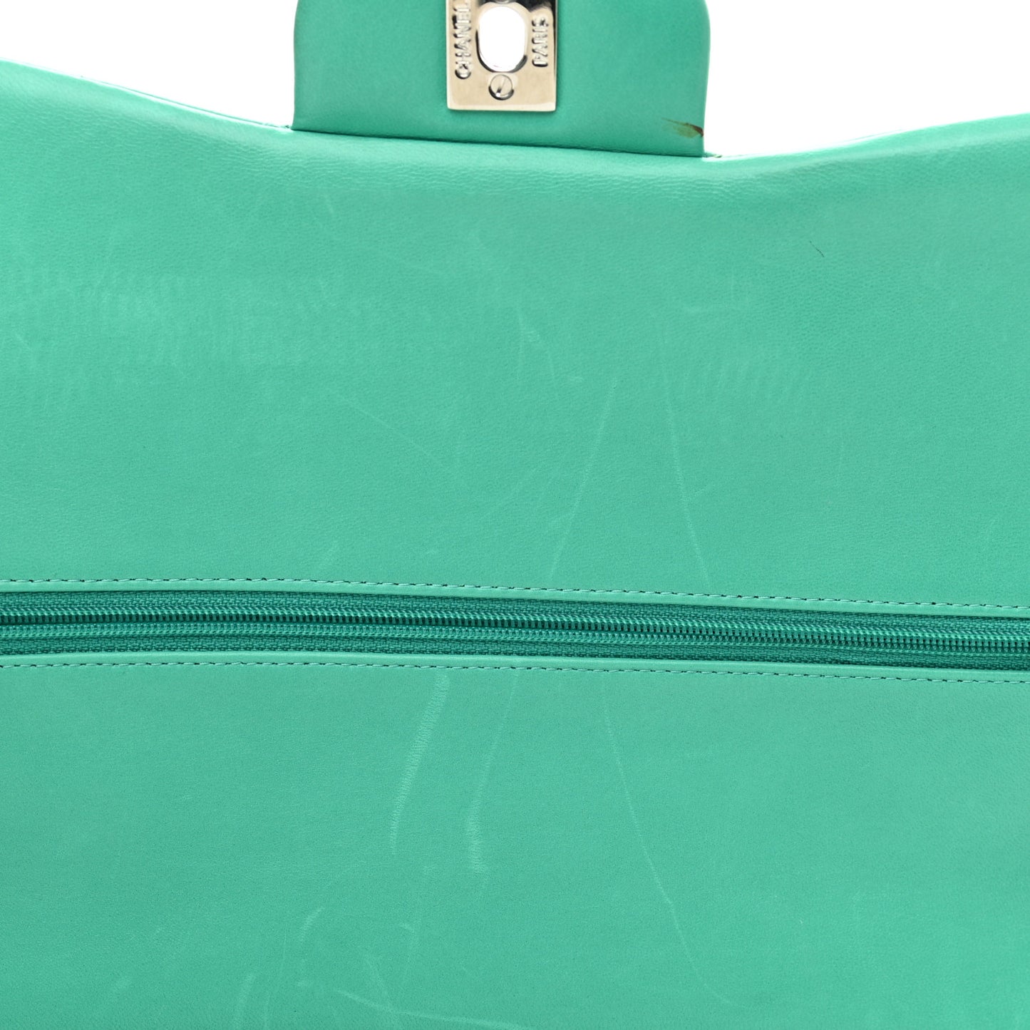 Lambskin Quilted Jumbo Double Flap Green