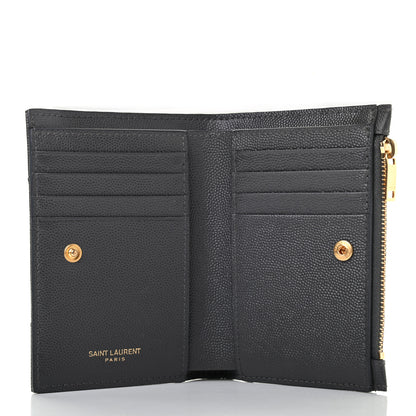 Saint Laurent Grain De Poudre Matelasse Chevron Monogram Zipped Two-Part Wallet Storm 5 of 9