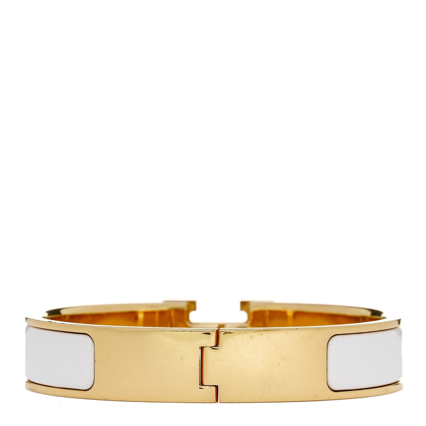 Enamel Narrow Clic Clac H Bracelet GM White