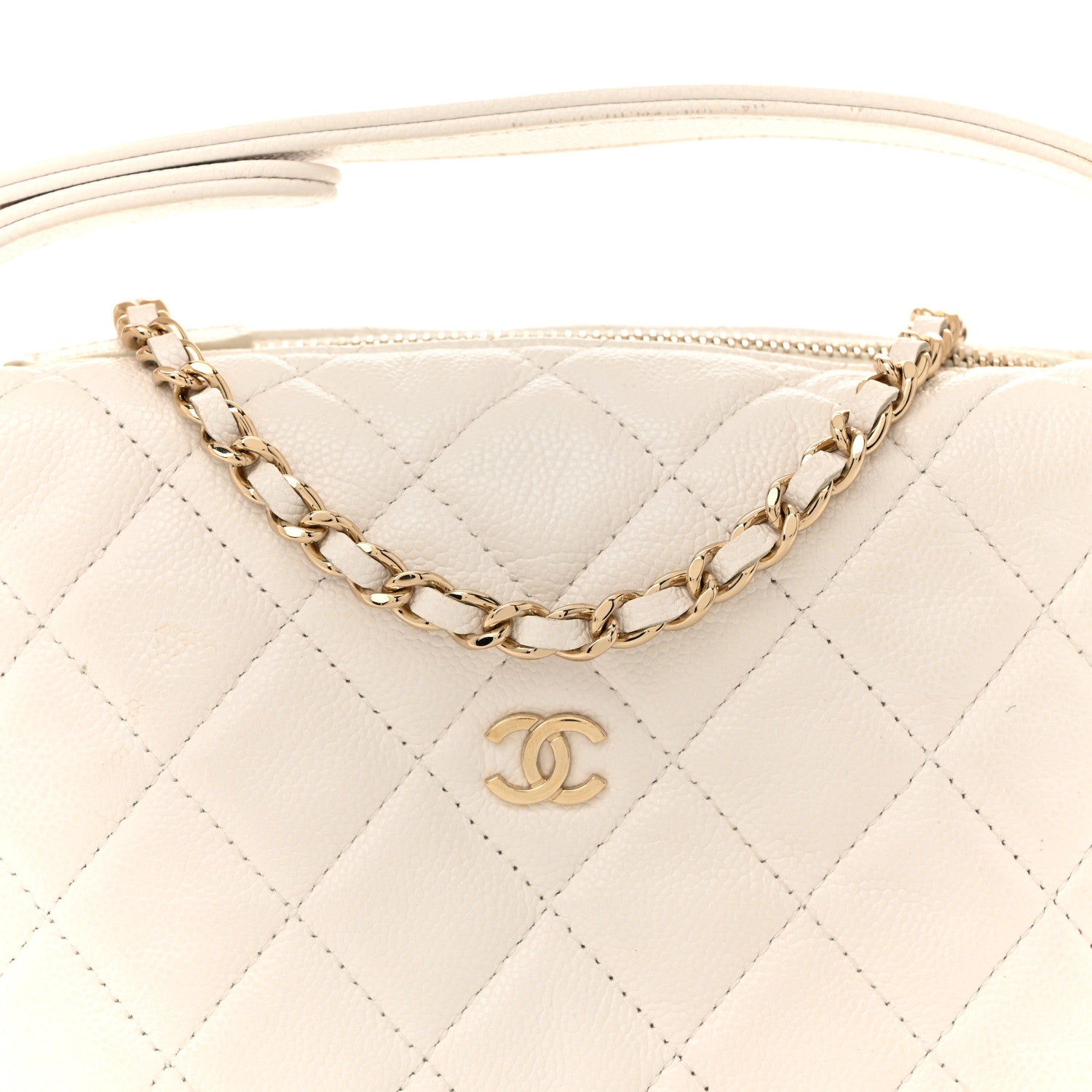Chanel Caviar Quilted Hobo Clutch With Chain White 8 of 13