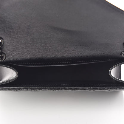 Saint Laurent Grain De Poudre Textured Mixed Matelasse Triquilt Medium Monogram Satchel Black 7 of 10