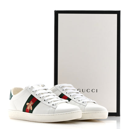 Gucci Calfskin Ayers Bee Embroidered Womens Ace Sneakers 37 White Green 10 of 10