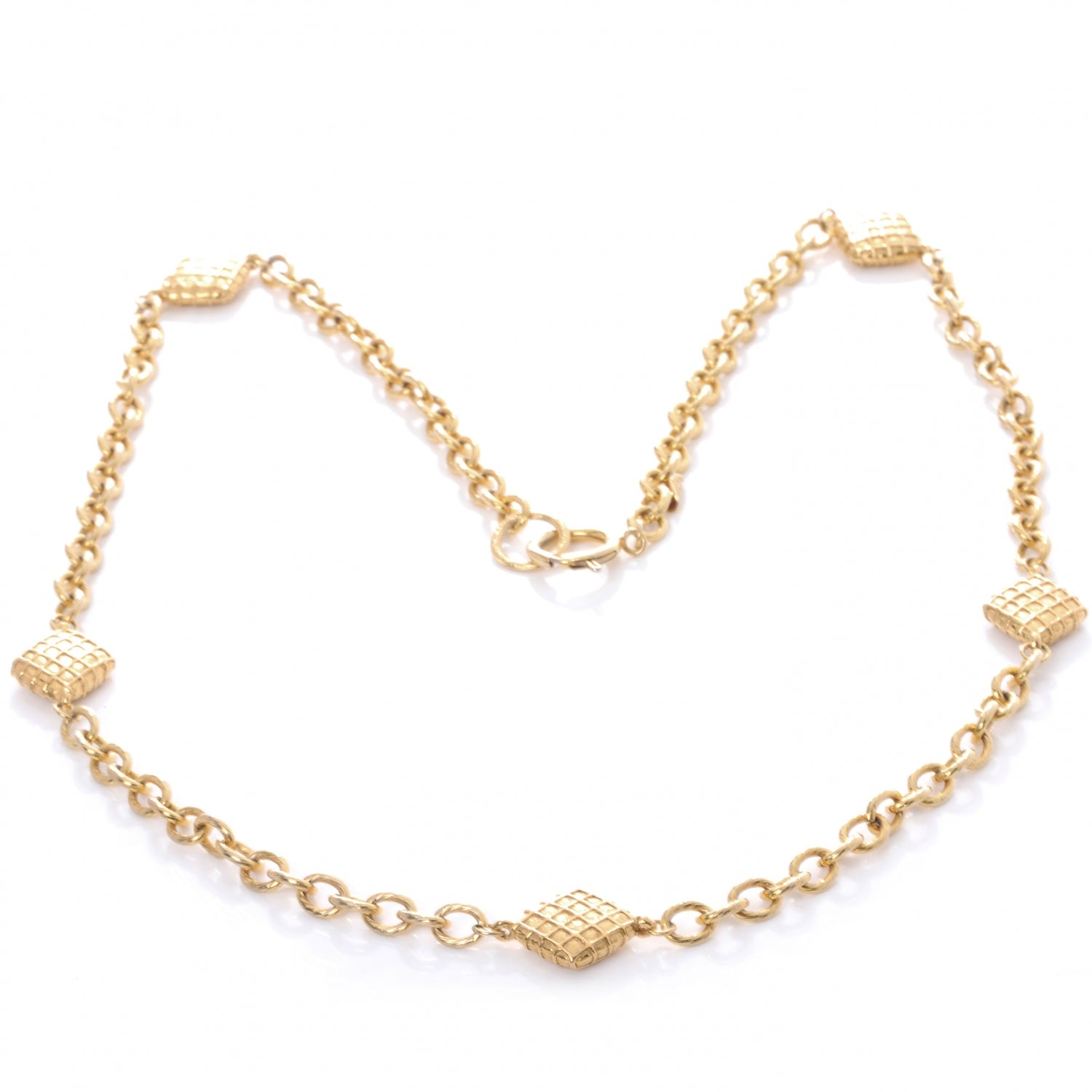 Chanel Quilted Long Chain Necklace Gold 3 of 5