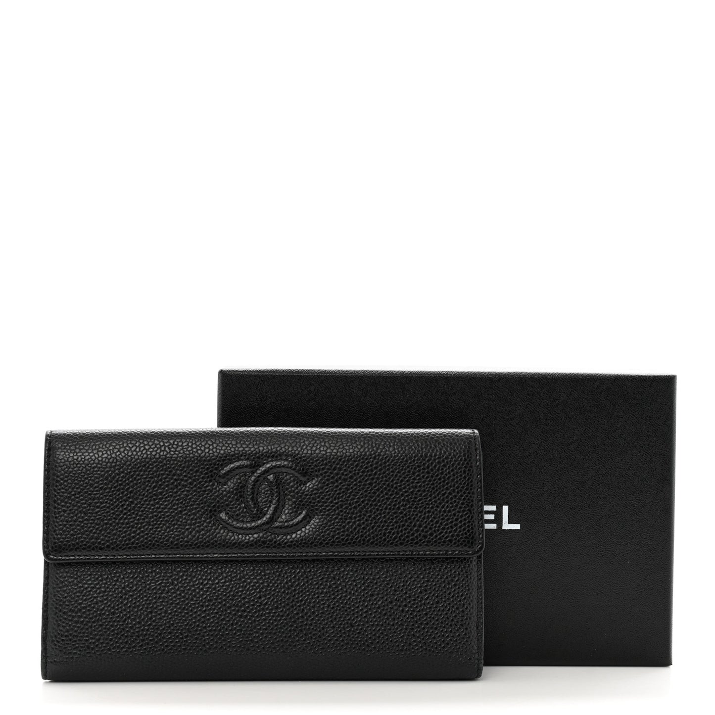Caviar Timeless CC Large Gusset Flap Wallet Black