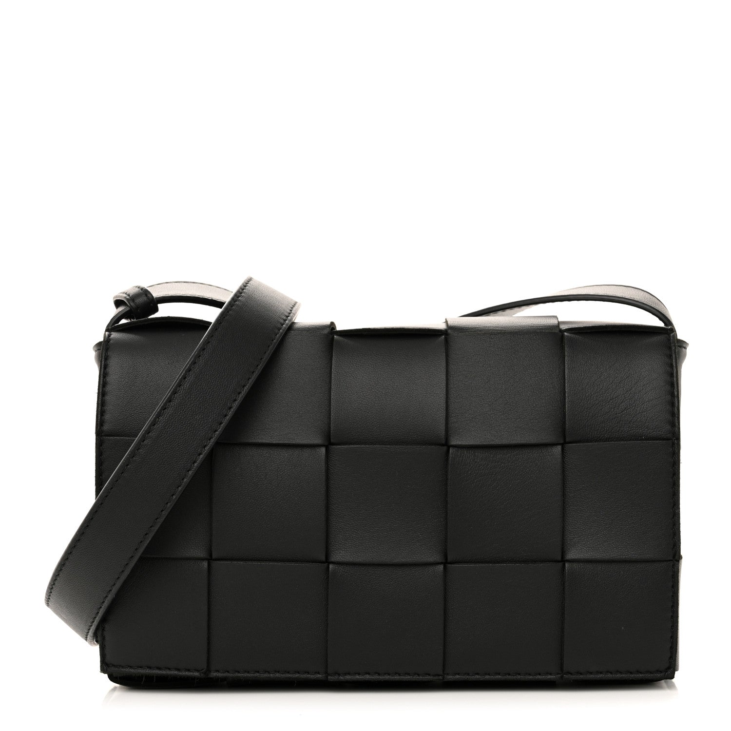 Bottega Veneta Lambskin Maxi Intrecciato Cassette Crossbody Bag Black 1 of 10