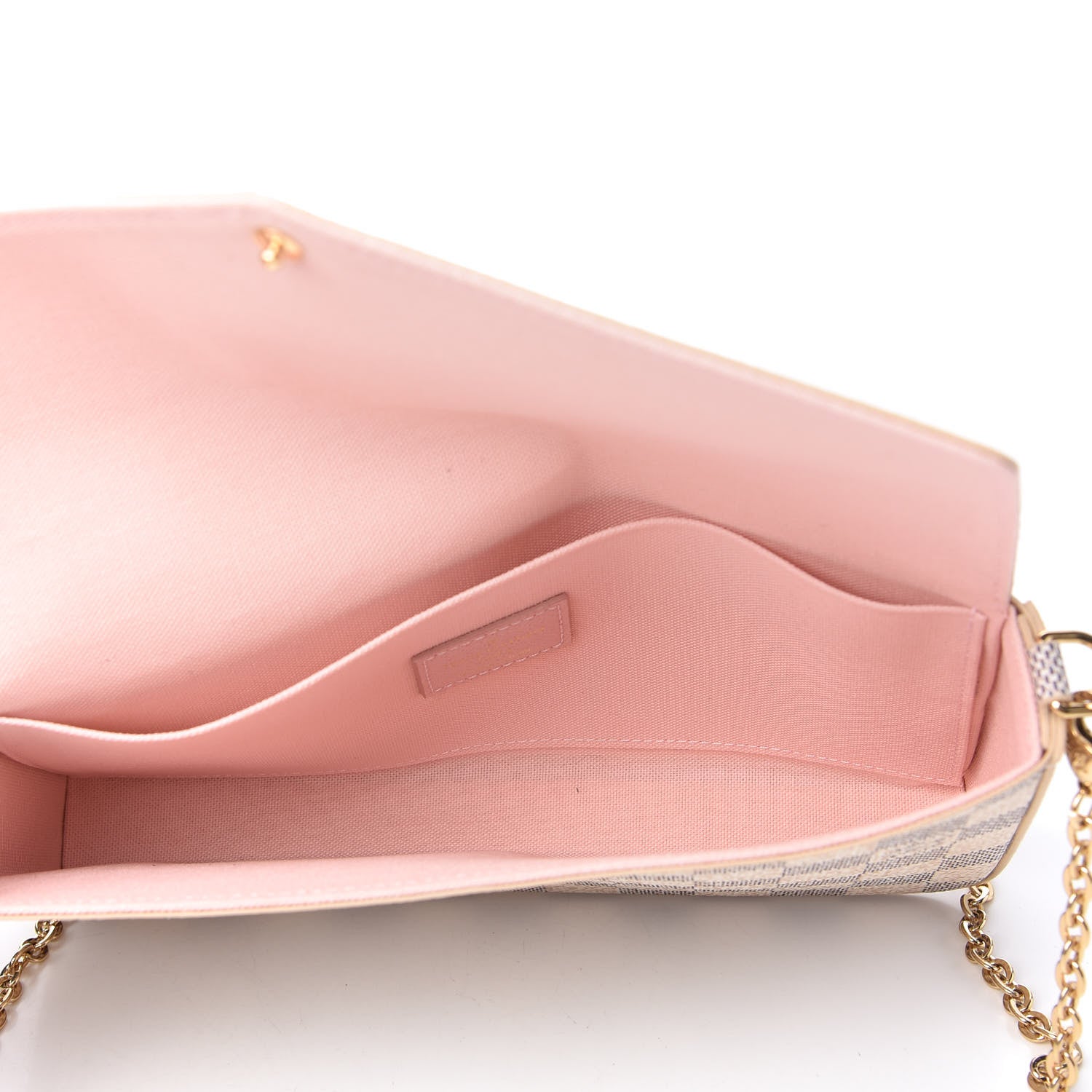 Louis Vuitton Damier Azur Pochette Felicie Chain Wallet Rose Ballerine 5 of 11