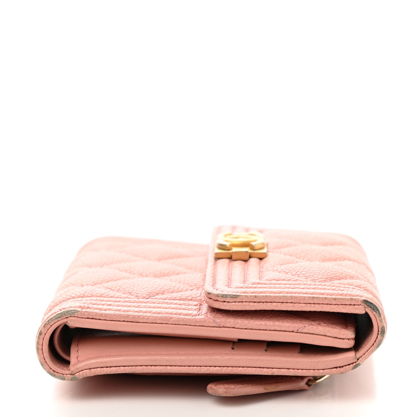 Caviar Quilted Boy Compact Wallet Pink