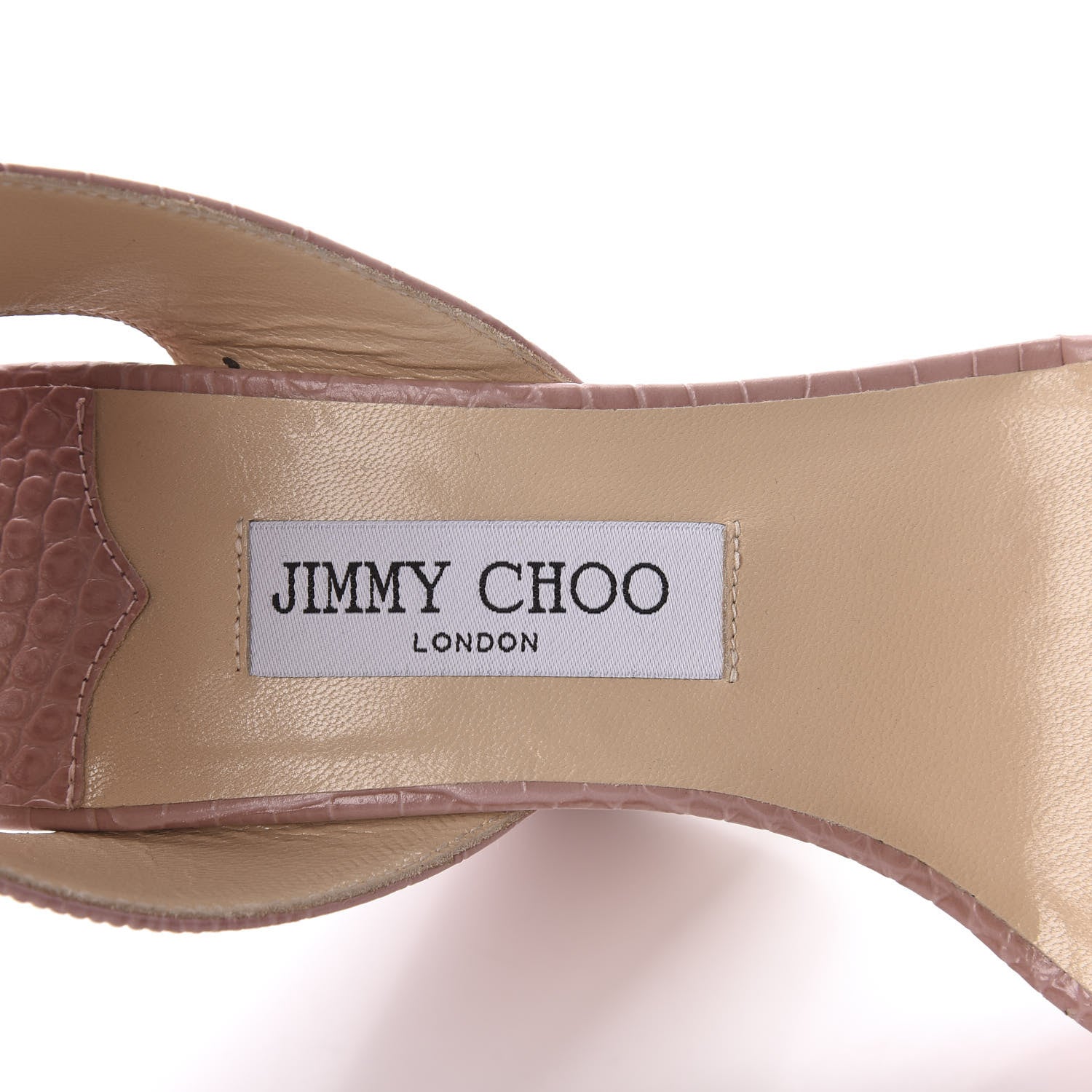 Jimmy Choo Crocodile Embossed Calfskin Aimee 125 Platform Sandals 38.5 Blush 8 of 8