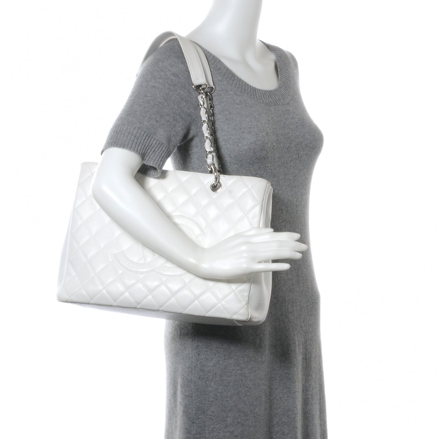 Chanel Caviar Grand Shopping Tote GST White 2 of 8