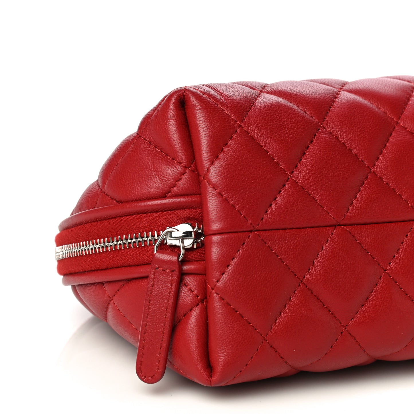 Lambskin Quilted Cosmetic Case Red