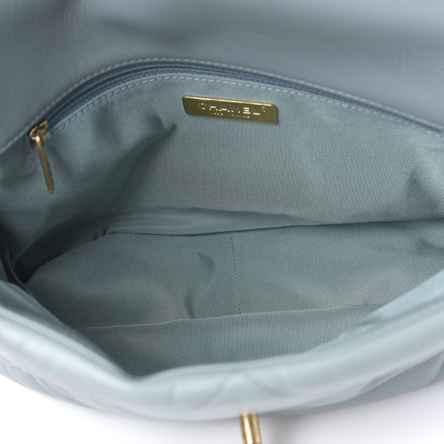 Goatskin Quilted Large 19 Flap Blue