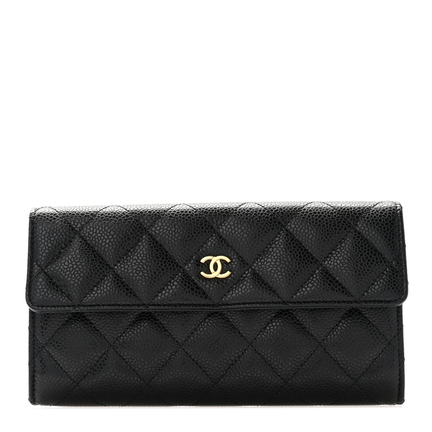 Chanel Caviar Quilted Large Gusset Flap Wallet Black 1 of 8