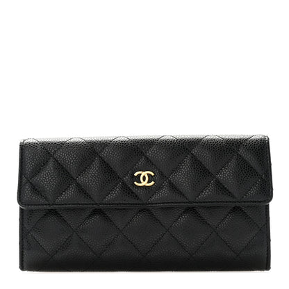Chanel Caviar Quilted Large Gusset Flap Wallet Black 1 of 8