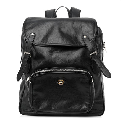 Gucci Fluffy Calfskin Mesh Nylon Medium Morpheus Double Buckle Backpack Black 1 of 9