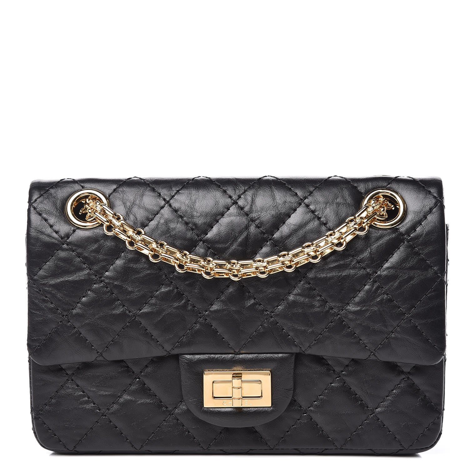 Chanel Aged Calfskin Quilted 2.55 Reissue Mini Flap Black 1 of 10