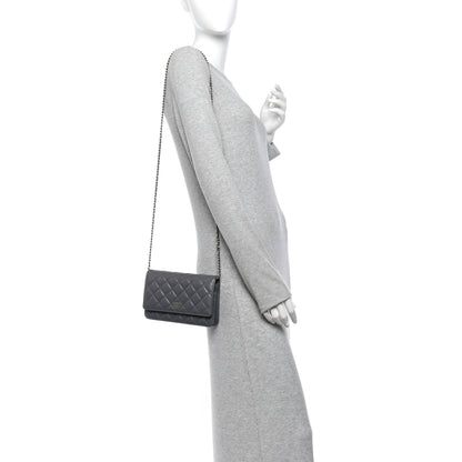 Chanel Caviar Quilted Wallet on Chain WOC Grey 2 of 12