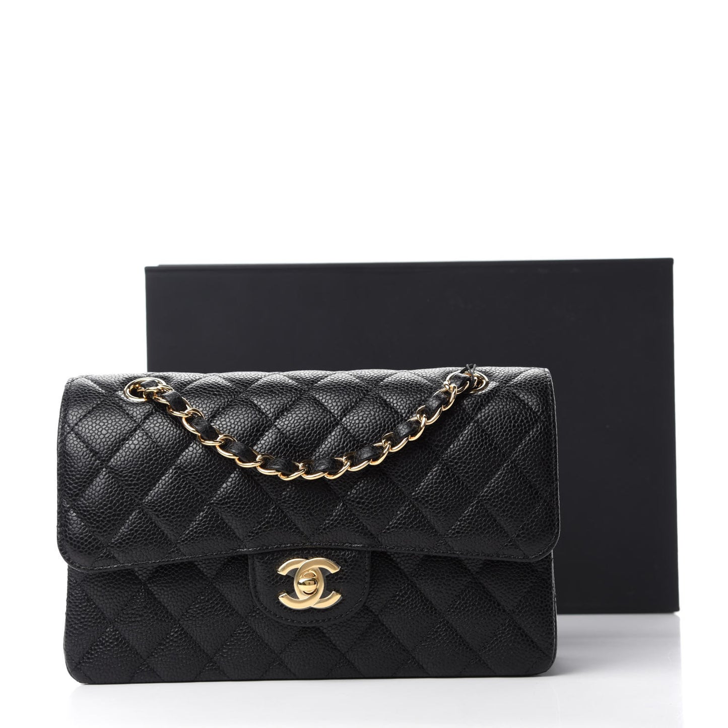 Caviar Quilted Small Double Flap Black