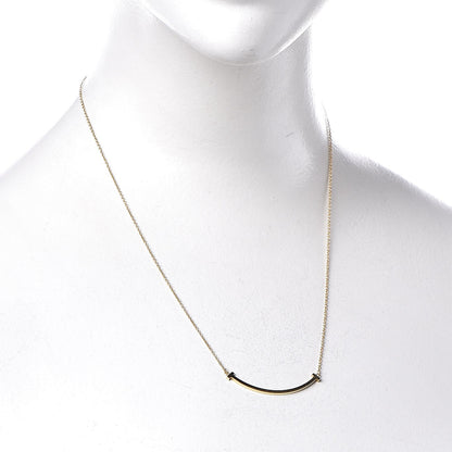 Tiffany 18K Yellow Gold Small T Smile Pendant Necklace 2 of 6