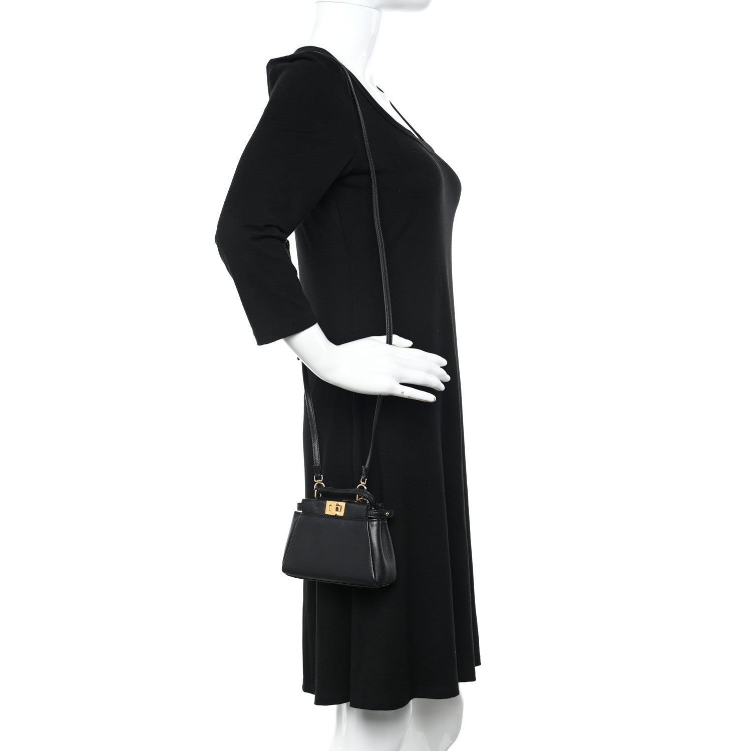 Fendi Nappa Micro Peekaboo Iconic Satchel Black 2 of 19