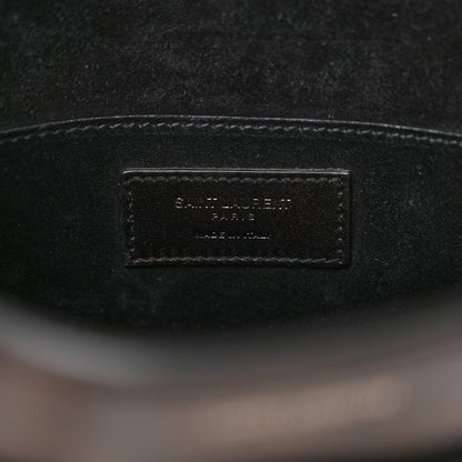 Saint Laurent Smooth Calfskin Suede Betty Stud Stripe Flap Messenger Black 6 of 14