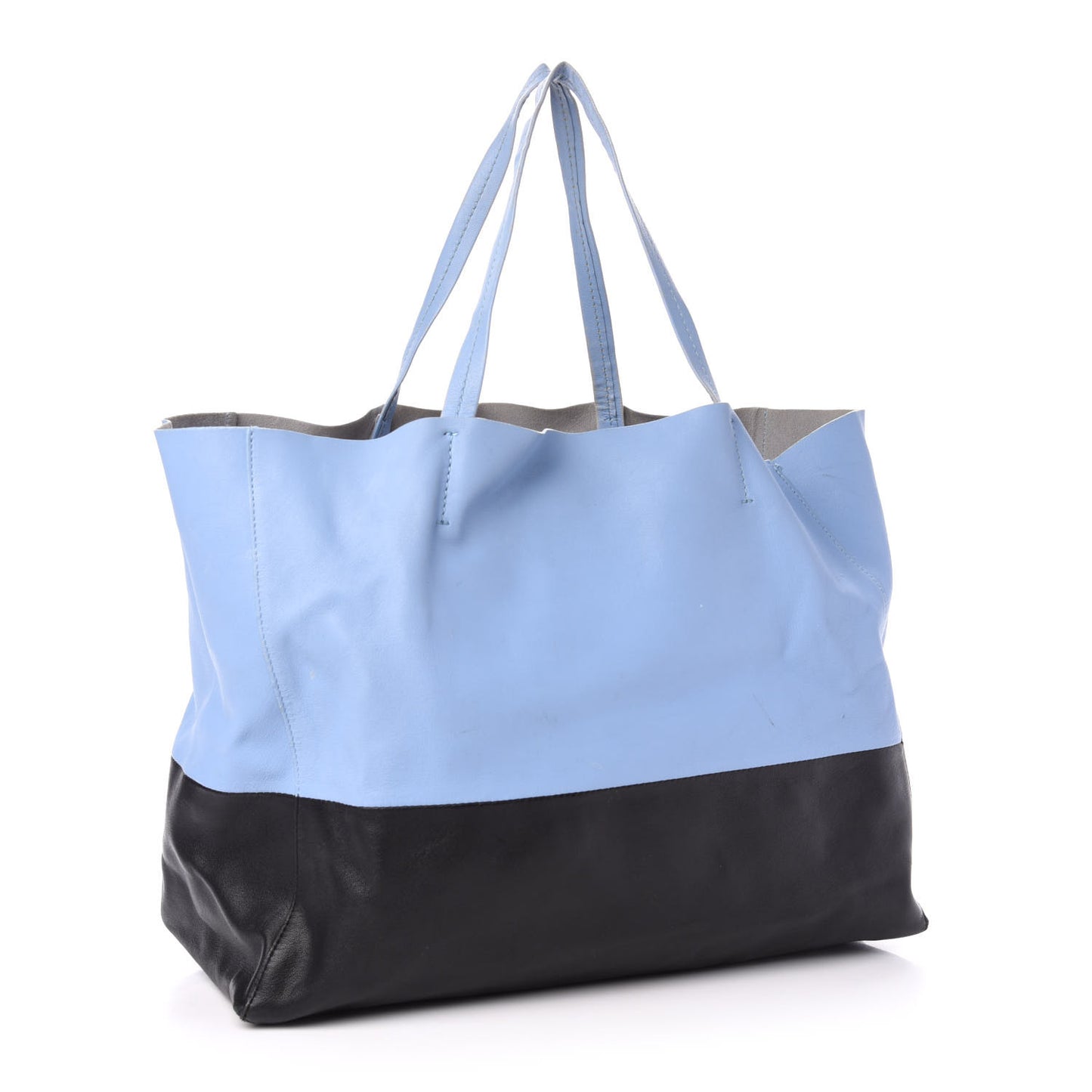 Lambskin Horizontal Bi-Color Cabas Black Glacier