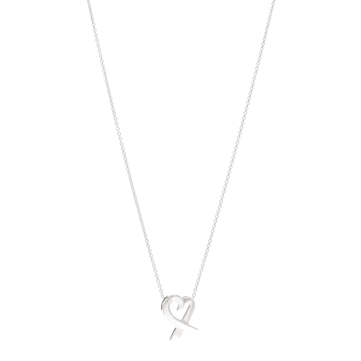 Tiffany Sterling Silver Small Paloma Picasso Loving Heart Pendant Necklace 1 of 4