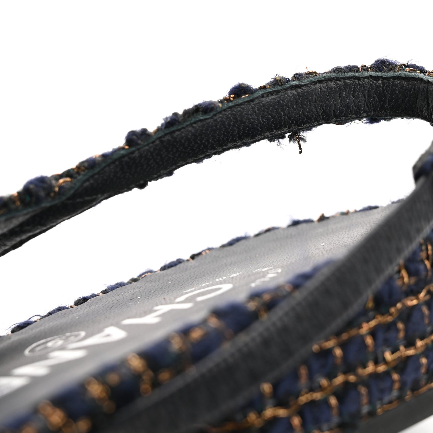 Tweed Grosgrain Cap Toe CC Slingback Flats  40 Blue Gold