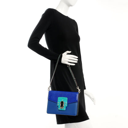 Dolce & Gabbana Python Calfskin Lucia Satchel Blue 2 of 8