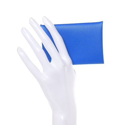 Hermes Chevre Mysore Calvi Card Case Bleu Hydra 2 of 7