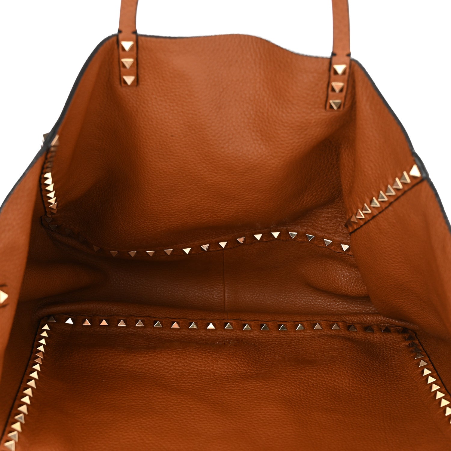 Valentino Garavani Grained Calfskin Medium Rockstud Reversible Tote Tan Red 8 of 19