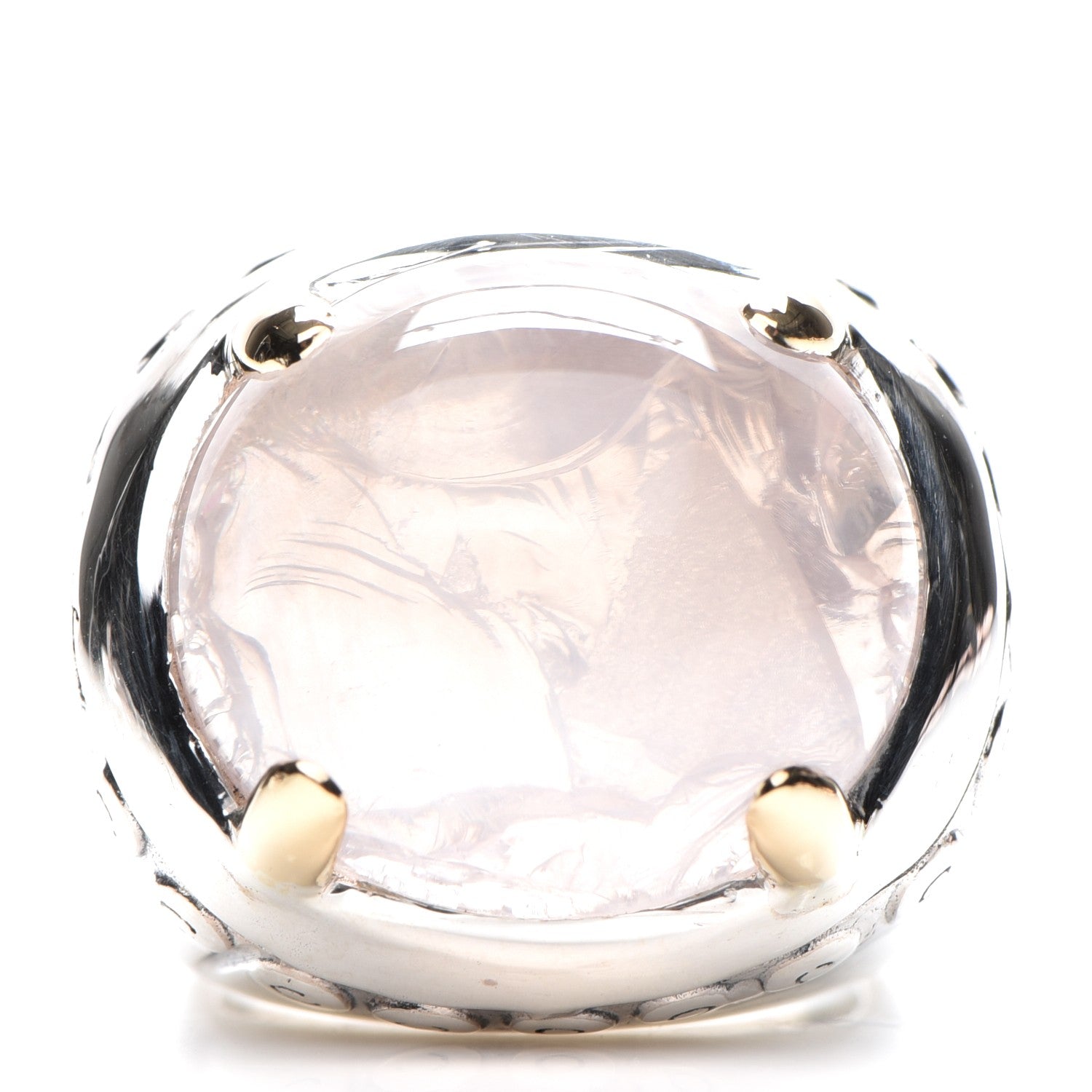 John Hardy Sterling Silver 18K Yellow Gold Moon Quartz 20mm Bamboo Dome Ring 52 6.25 1 of 6