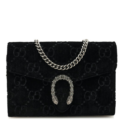 Gucci Velvet GG Monogram Mini Dionysus Chain Wallet Black 1 of 9