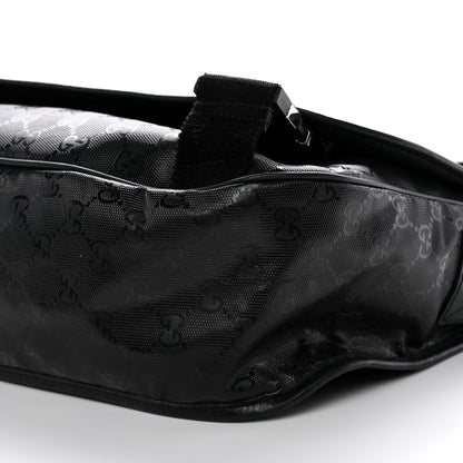 Gucci Imprime Monogram Medium Double Buckle Flap Messenger Bag Black 10 of 14