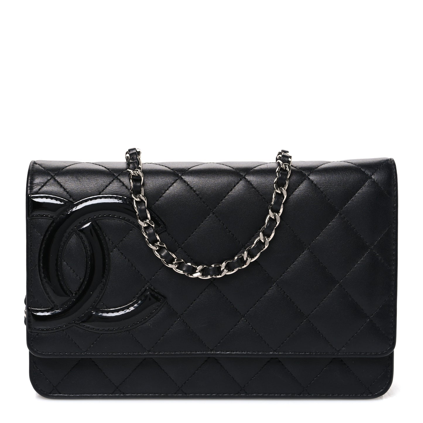 Calfskin Quilted Cambon Wallet on Chain WOC Black