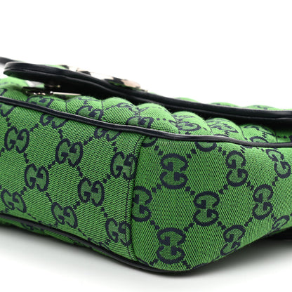 Gucci Monogram Multicolor Matelasse Diagonal Small GG Marmont Shoulder Bag Green Blue 9 of 9