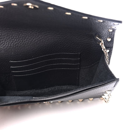 Valentino Garavani Pebbled Calfskin Rockstud Envelope Wallet on Chain Black 4 of 4