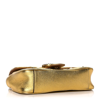 Gucci Metallic Calfskin Matelasse Studded Mini Pearly GG Marmont Shoulder Bag Gold 4 of 15