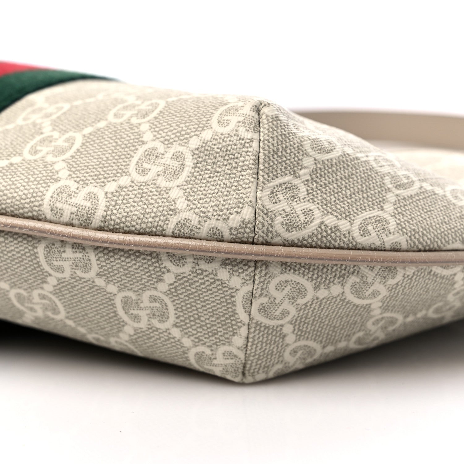 Gucci GG Supreme Monogram Textured Dollar Calfskin Web Small Ophidia Half Moon Hobo Beige Mystic White Oatmeal 9 of 9