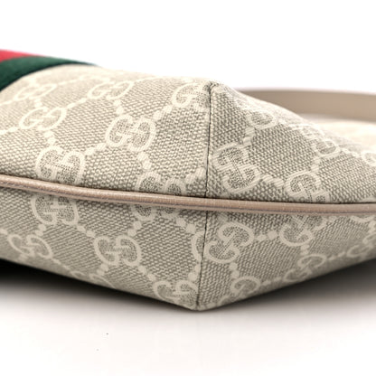 Gucci GG Supreme Monogram Textured Dollar Calfskin Web Small Ophidia Half Moon Hobo Beige Mystic White Oatmeal 9 of 9