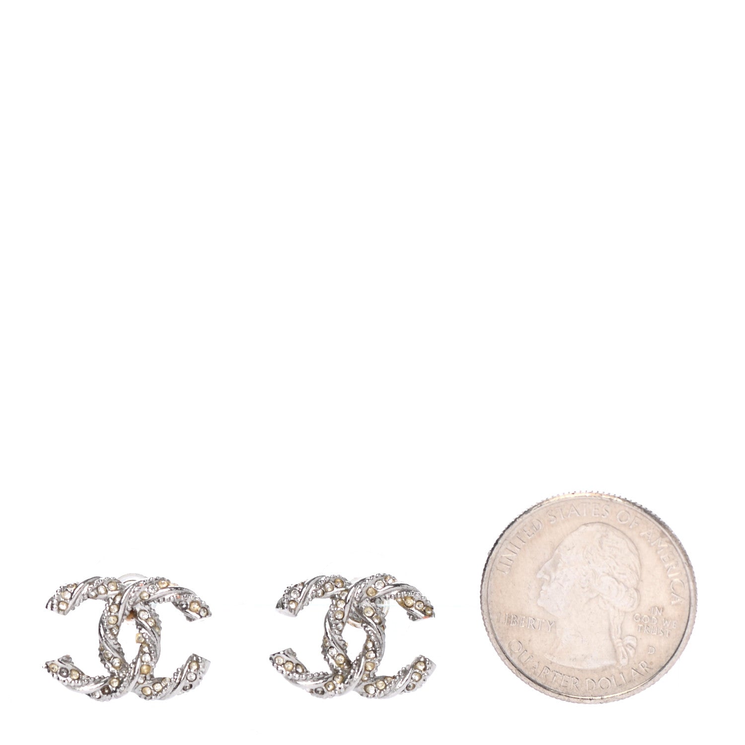 Chanel Twisted CC Earrings Silver 2 of 4
