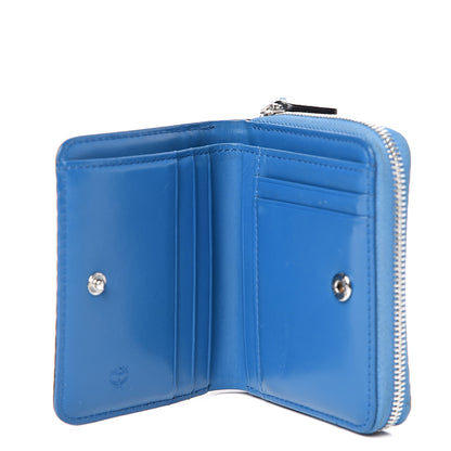 MCM Visetos Mini Zip Around Wallet Black Blue 4 of 10
