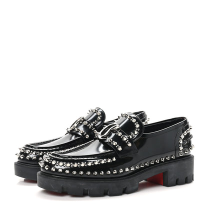 Christian Louboutin Calfskin Abrasivato Spike Womens Loafers 38.5 Black 4 of 9