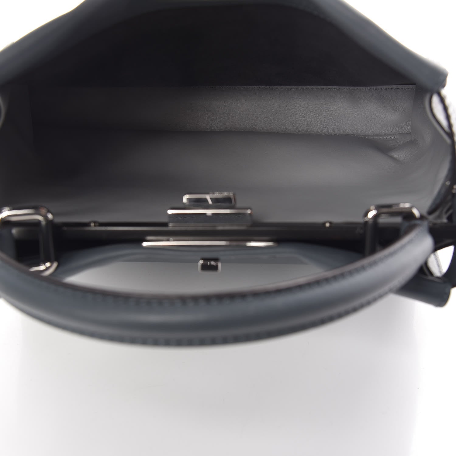 Fendi Vitello Seta Shiny Nappa Medium Peekaboo Iconic Satchel Tempesta Grigio Perla 7 of 11