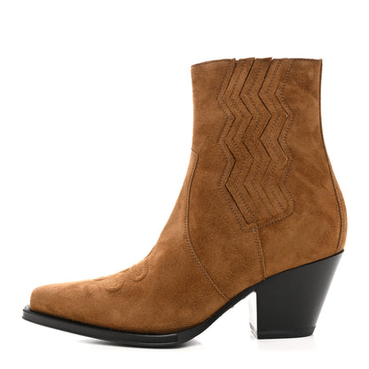 Hermes Suede Goatskin Womens Vegas Ankle Boot 37.5 Brun Fume 1 of 10