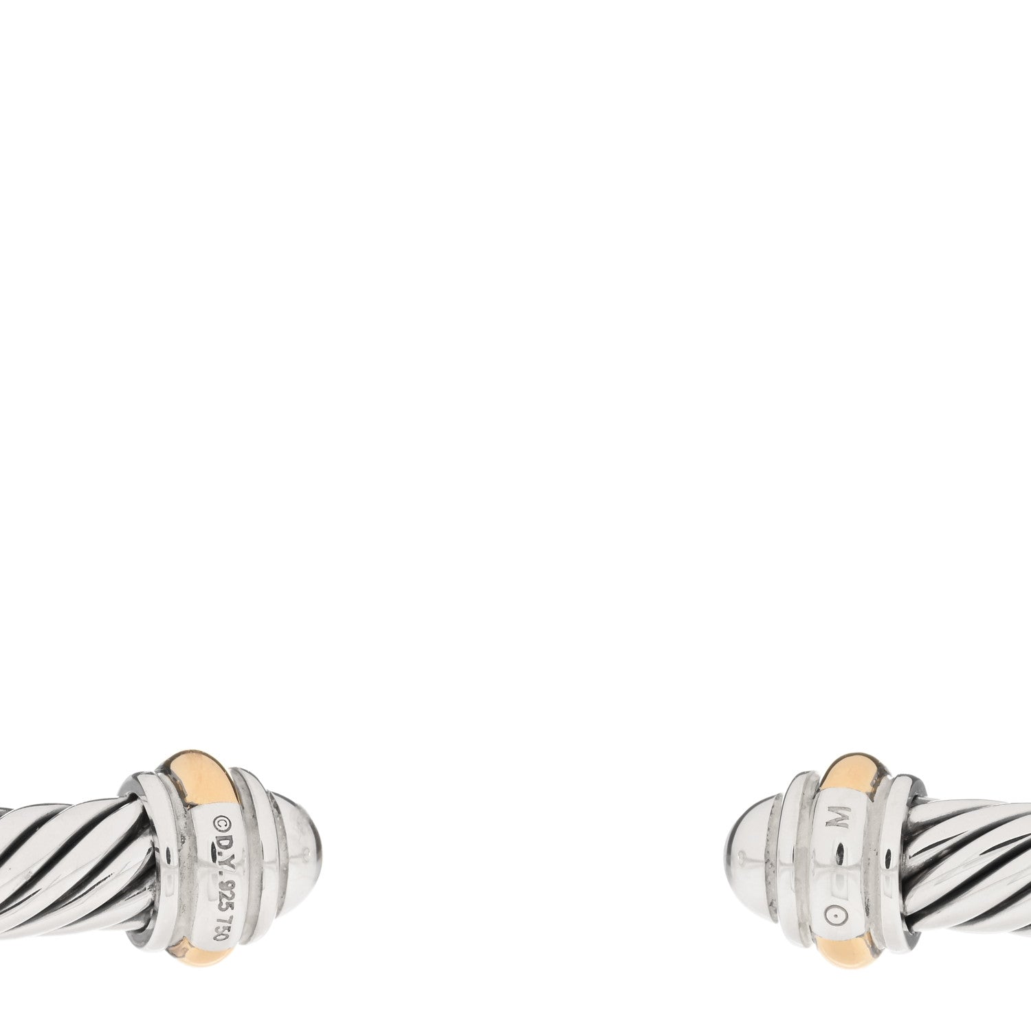 David Yurman Sterling Silver 18K Yellow Gold 4mm Cable Classics Bracelet 3 of 3